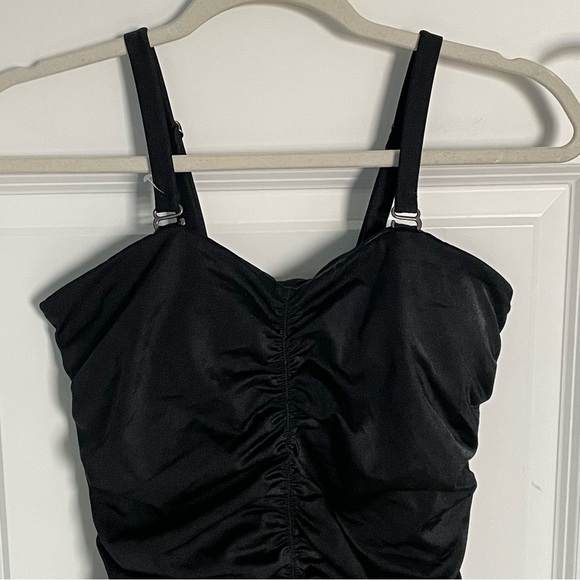 New! Leonisa Black Shirred Firm Compress One Piece Swimsuit 35149 - Picture 5 of 12